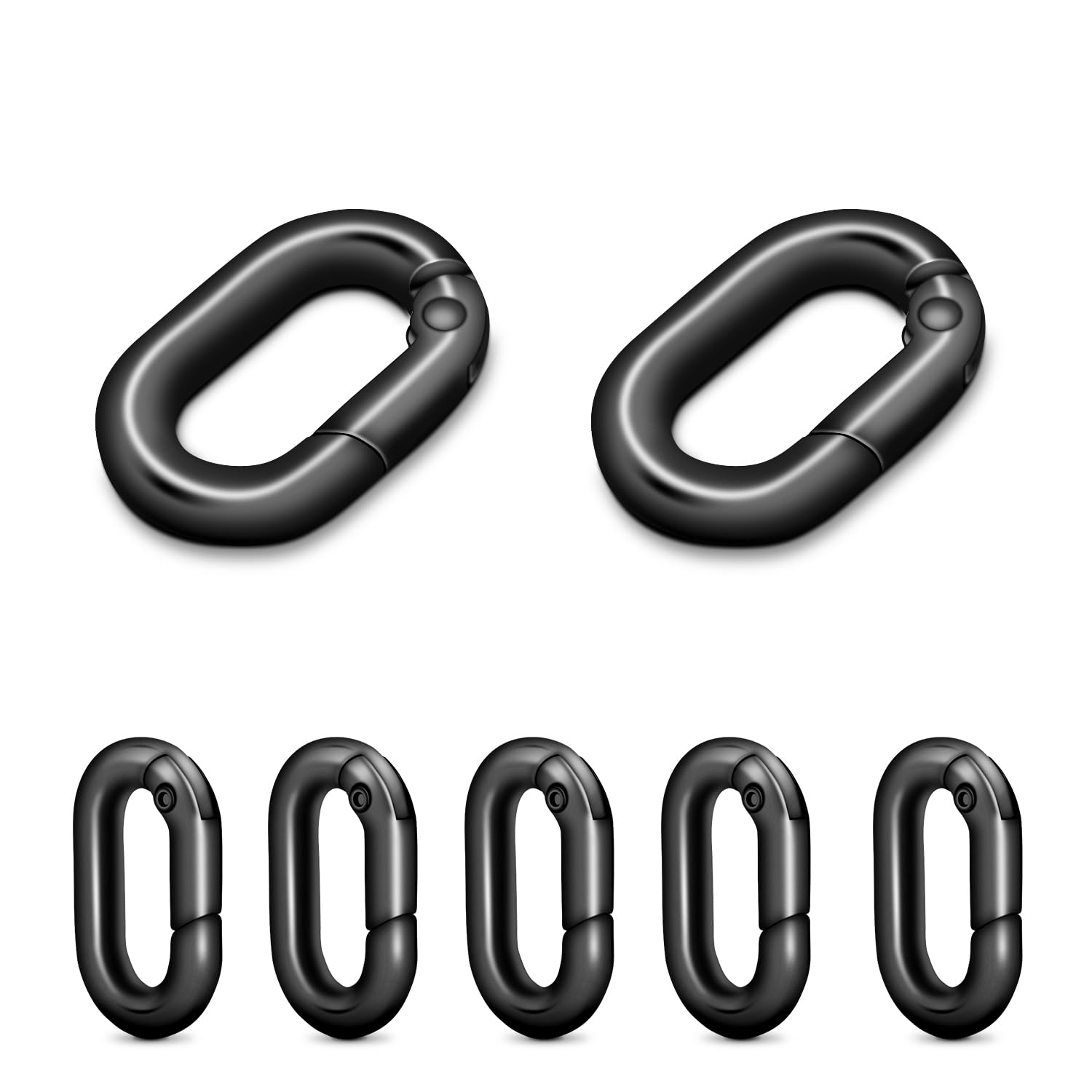 Photo 1 of 10Pack 5/8 Inch Small Oval Carabiner, Metal Spring Tiny Carabiner Clips for Paracord Keychain Lanyard, Car Key Rings, Dog Tag Clip, Pets Collar Buckles, Purse Keychain Replacement (Gun Black)