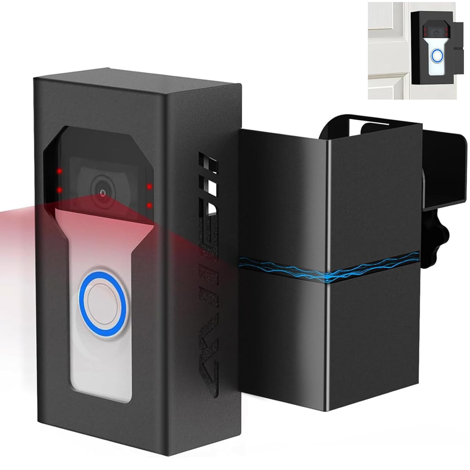 Anti Theft Ring Doorbell Mount, All Metal Ring Camera Door Mount Upgrade with Charging Port, No Drill Ring Doorbell Holder for Home Apartment Door, Compatible with Ring Wireless Video Doorbell