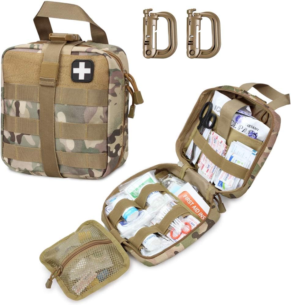 Livans Tactical First Aid Pouch, Molle EMT Pouches Rip-Away Military IFAK Medical Bag Outdoor Emergency Survival Kit Quick Release Design Include Red Cross Patch (CP Camo): Health & Personal Care