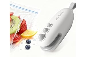 HÄN BABOS Mini Bag Sealer - 2 in 1 Bag Sealer Heat Seal with Cutter, Rechargeable Portable Heat Sealer Machine with Magnetic for Chip, Snacks & Plastic Bags (White)
