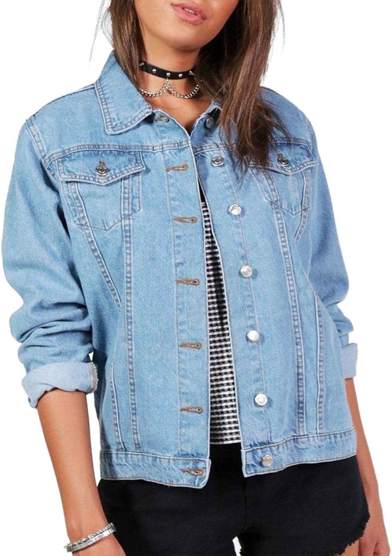 New Plus Size 16 18 20 22 24 26 Denim Jacket Women Jean Jackets Ladies Blue Amazon.co.uk Clothing