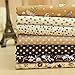 KINGSO 7PCS Cotton Fabric Bundles Quilting Sewing DIY Craft 19.7x19.7inch Brown
