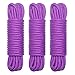 BONTIME All-Purpose Soft Cotton Rope - 32 Feet Length,1/3-Inch Diameter (Purple,Pack of 3)