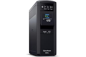 CyberPower CP1500PFCLCD PFC Sinewave UPS System, 1500VA/1000W, 12 Outlets, AVR, Mini Tower, Black