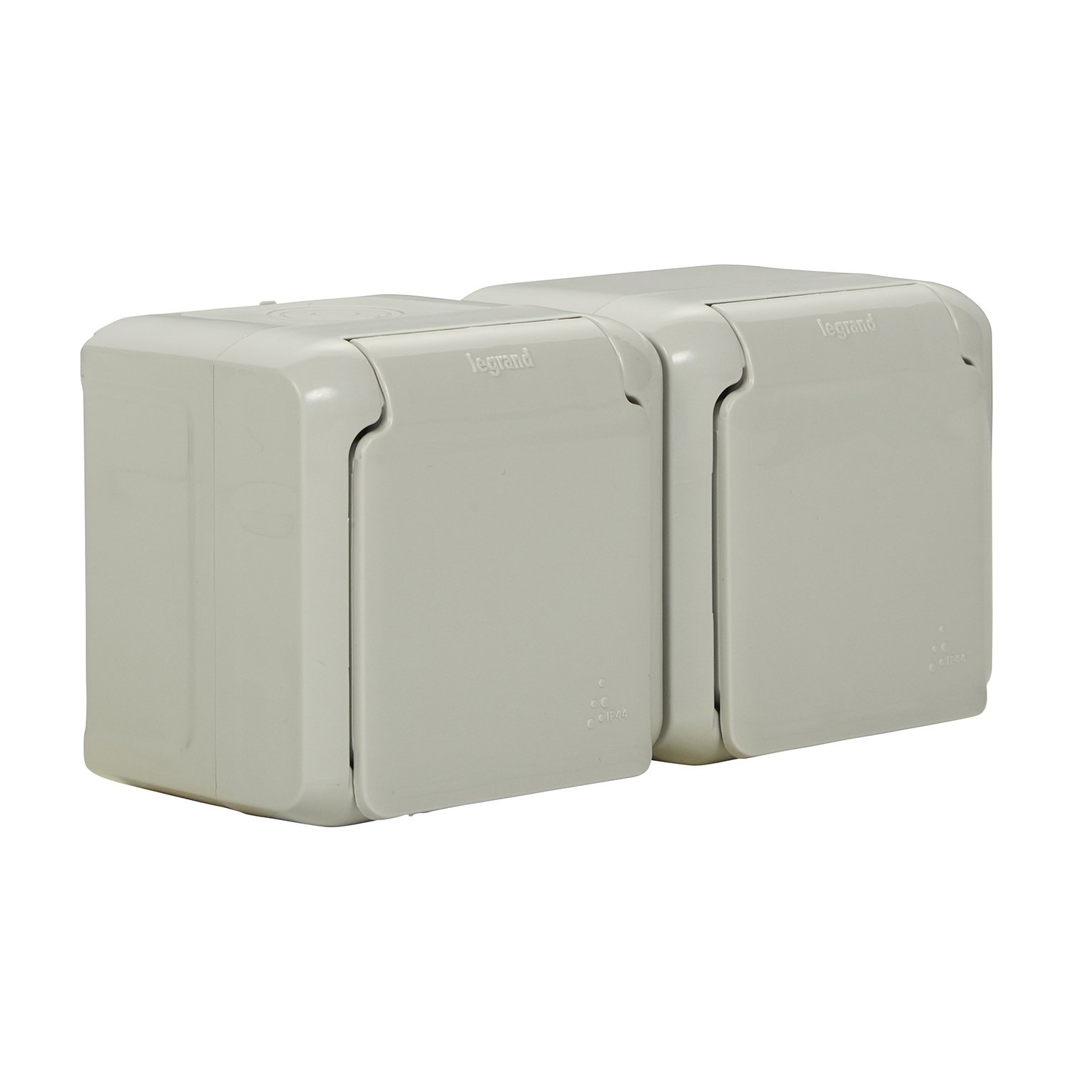 Legrand, Wet Room Surface-Mounted Socket IP44 (2-way), Horizontal, 2-Pin with Earthing Contact and Lid, for Mounting on the Wall, 782394