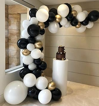 Balloon Garland Arch Kit 92pcs Black And Gold White Balloons 5m
