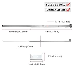 homdiy 2 Pcs Bottom Mount Centered Drawer Slides
