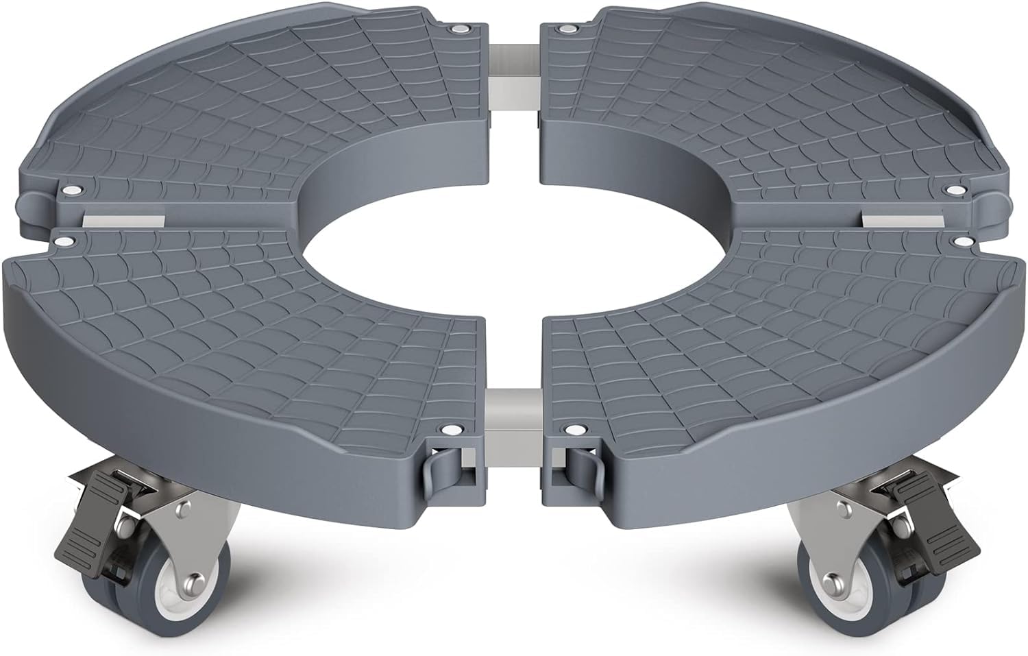 WELDUN Plant Caddy with Wheels Heavy Duty, Adjustable Ø 40-57 cm Plant Stand with Lockable Caster 200KG, Rolling Plant Roller for Indoor Outdoor Large Planter, Garden Flower Pot, 1 Pack, Grey