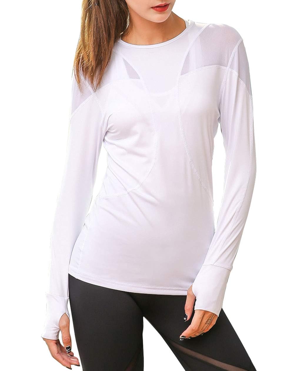 UDIY Women's Long Sleeve Active Running T Shirt with Thumb Hole UDIY Women's Long Sleeve Active Running T Shirt with Thumb Hole