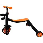 LIU&amp;LIU Kids Trike,7-in-1 Toddler Tricycle,Indoor Outdoor Scooter Balance Bike,Ride-On Bike Multifunctional with 3 Height Handlebar,Orange