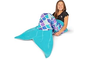 Fin Fun Mermaid Tail Blanket - Cuddle Tails, Adult & Teen Size, Aqua Dream, Birthday