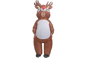 IRETG Inflatable red-nosed moose Christmas Costume for Adults Funny Blow Up Costume for Christmas Holiday Party