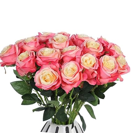 Justoyou Bouquet De Roses Artificielles En Soie Pour La Maison Le Bureau Pour La Décoration Dun Mariage