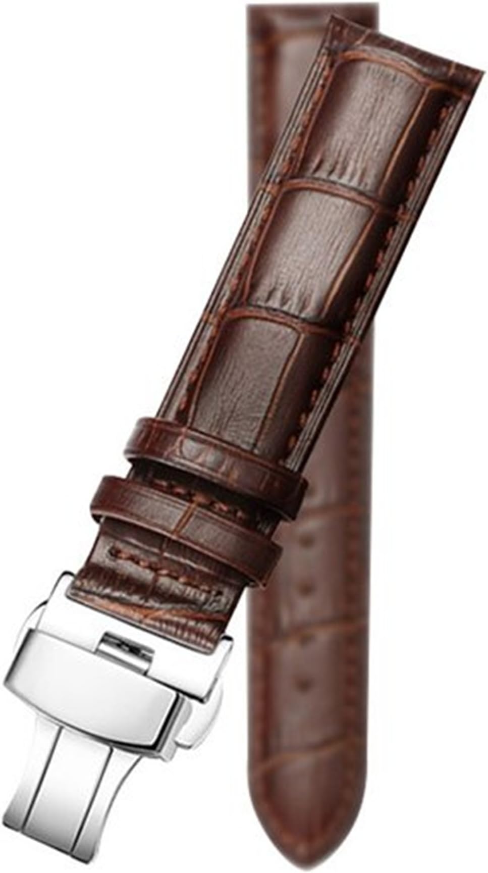 20mm AKIY Watch Bands Regular Length Replacement Watchbands with Stainless Steel Butterfly Strap Brown
