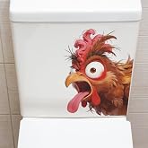 Funny Toilet Lid Stickers Cute 3D Rooster Head Wall Decals Self-Adhesive Bathroom Wall Stickers Screaming Rooster Toilet Lid Tank Seat Decals Waterproof Toilet Lid Decals for Home Washroom