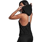 SweatyRocks Women's Camo Print Hooded Tank Tops Racerback Sleeveless Workout Athletic Shirts