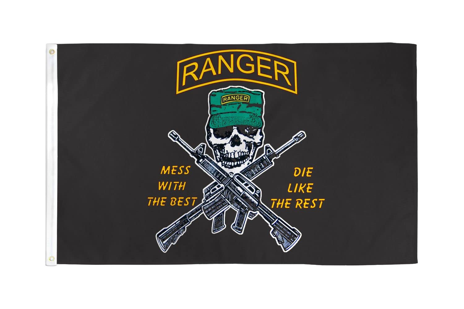 AZ FLAG - American Ranger Mess With The Best Flag - 3x5 Ft - 100D Polyester United States Rangers Banner with Two Metal Grommets - Fade Resistant - Vivid Colors - 3' x 5' Feet - 150x90 Cm