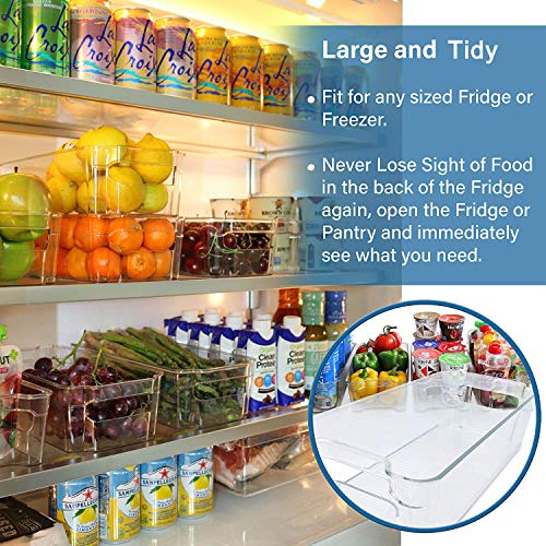 Zeeych Plastic storage bins, Refrigerator Organizer with Handles