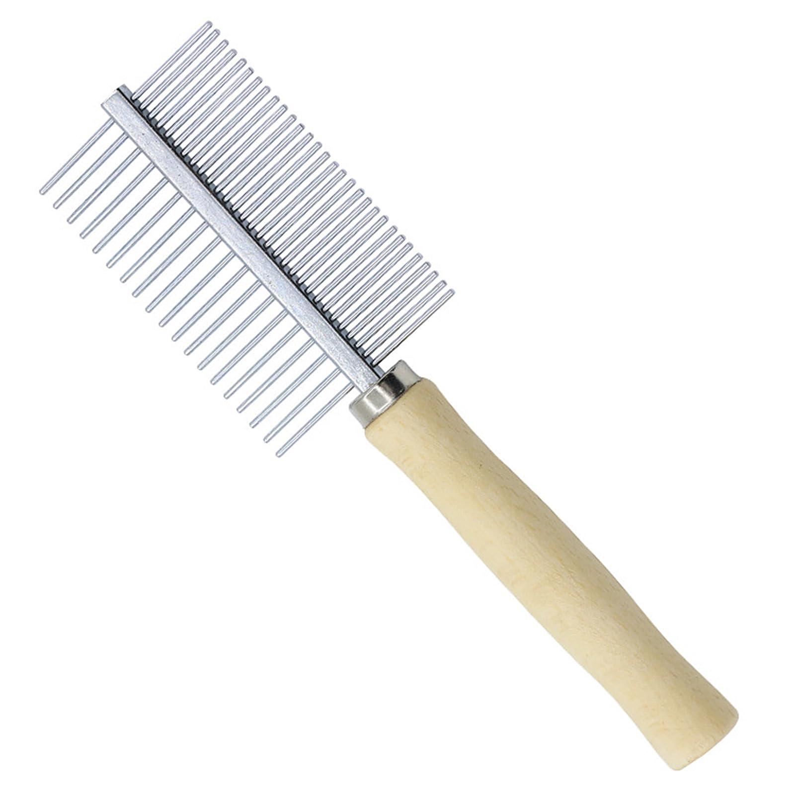 PET Grooming Comb Metal Double And Single Row Wooden Handle For Dogs Cats | Professional Deshedding Dematting Pet Supplies (Double Row),metal comb,dog combs for grooming