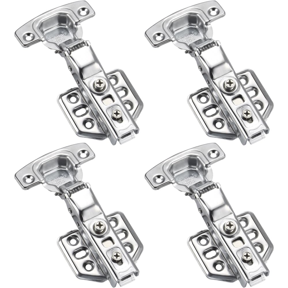 anchak 4 x 110 Degree Pot Hinge Corner Stop Rustproof Cabinet Hinge Automatic Closing Automatic Hinge Damping Hinges for Kitchen Cabinet Wardrobe Cabinet Door Furniture - Centre Stop