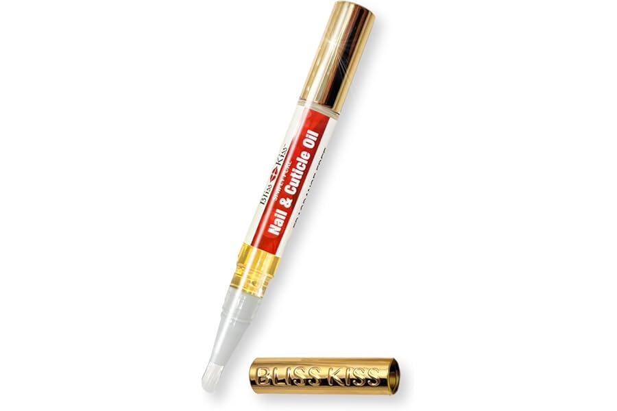 Bliss Kiss | 1 Fragrance Free | Nail Oil Cuticle Pen w/Vitamin E & Jojoba⏤Nail Strengthener Nail Growth Serum for Brittle Peeling Breaking Thin Nails