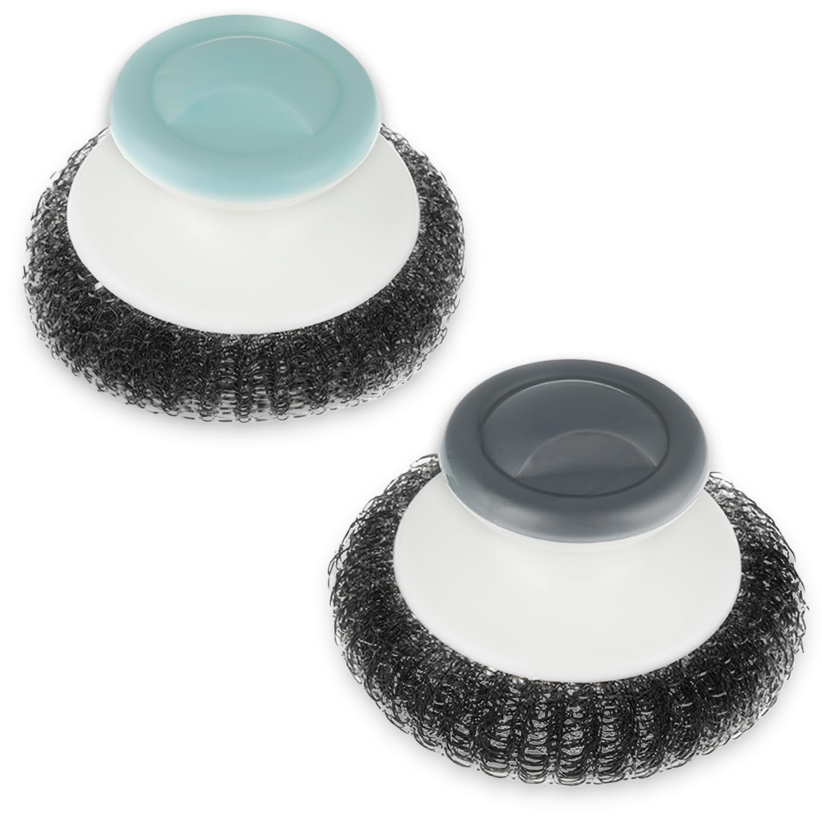 Amabro Stainless Steel Scrubber with Handle, Steel Wool Scrubbers Heavy Duty Scrubbing Cleaning Brush Wash Steel Scrubber Cleaner for Dishes Pot Pan Grill Sink Ovens Tough Cleaning