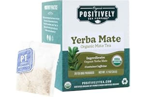 Organic Positively Tea Company, Yerba Mate Tea Bags (Unsmoked), 20 Count