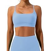 Sports Bra for Women Strappy Padded Longline Yoga Bras Criss Cross Back Spaghetti Gym Workout Bras Crop Cami Tops