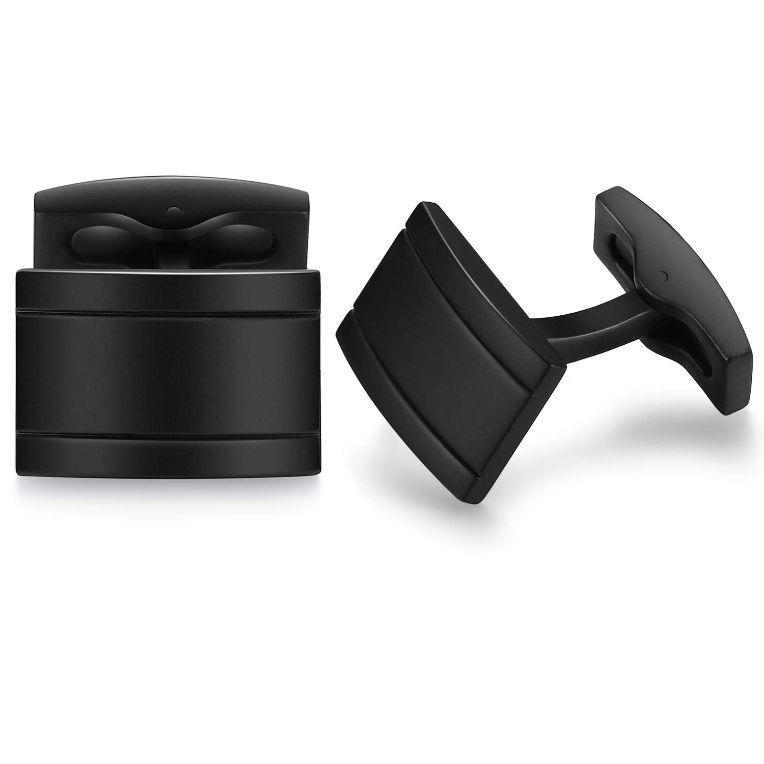 HONEY BEAR Cufflinks for Mens - Rectangle for Business Wedding Matte Black