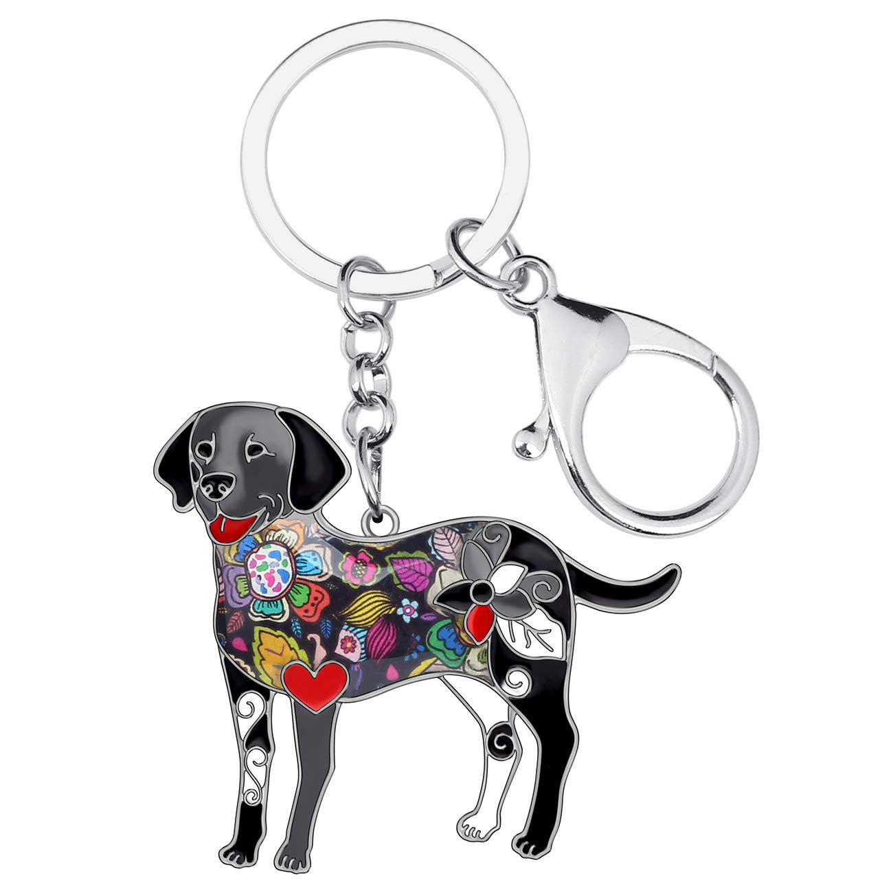 BONSNY Enamel Alloy Heart Labrador Retriever Dog Lover Key For Women Car Purse Charms (Gray)