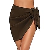 QOMEWA Women's Short Sarongs Chiffon Beach Cover Ups Bathing Suit Wraps Sheer Bikini Swimsuit Cover Ups for Swimwear