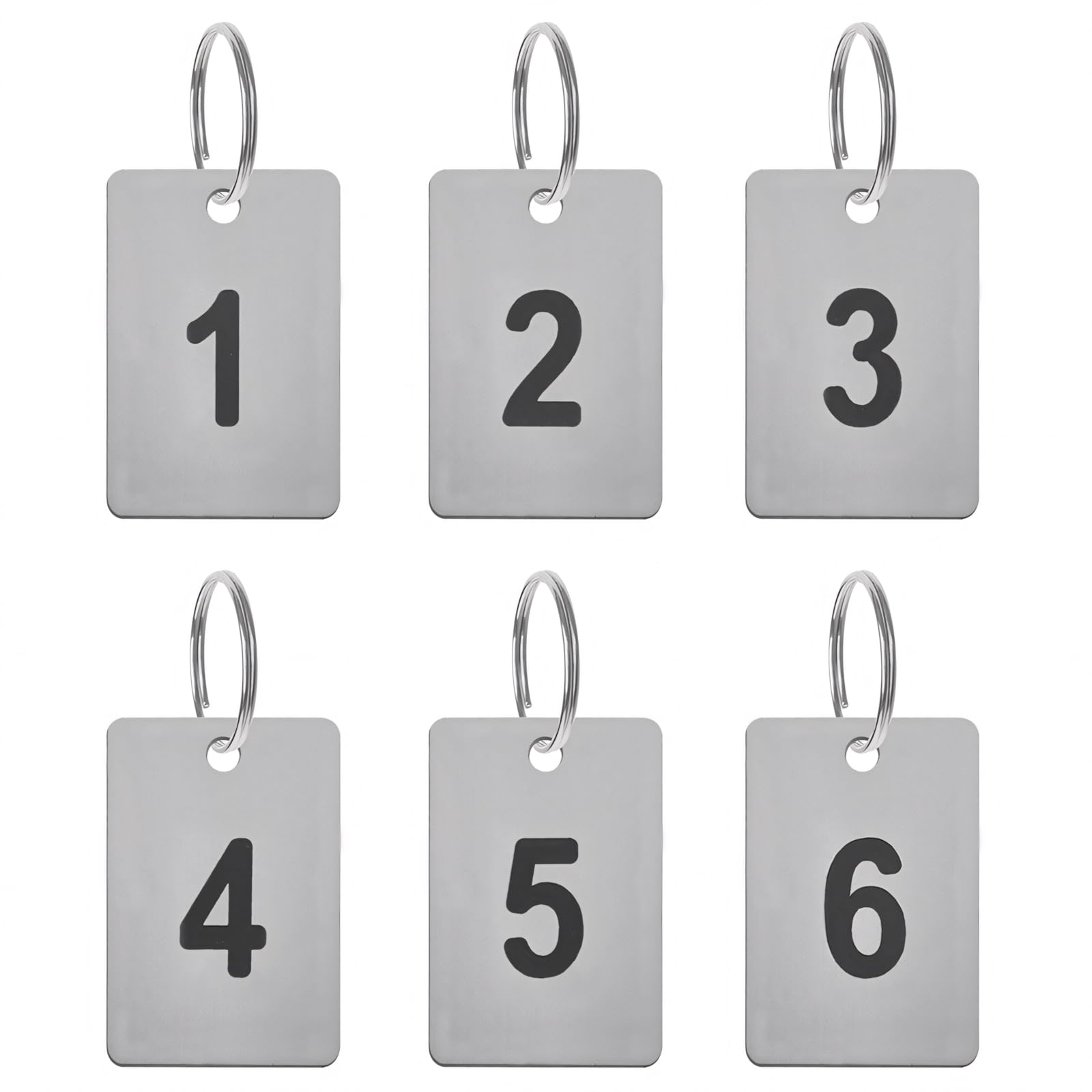 Aspire 1-20 Plastic Numbered Key Fobs Silver Rectangle Numbered Key Tags ID Number Tags with Key Ring