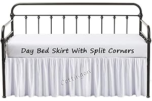 COTTINGON Dust Ruffle Bed Skirt with Split Corners for Day beds Three Side Coverage, Easy fit, Made with Brushed Microfiber (Twin -14,White)