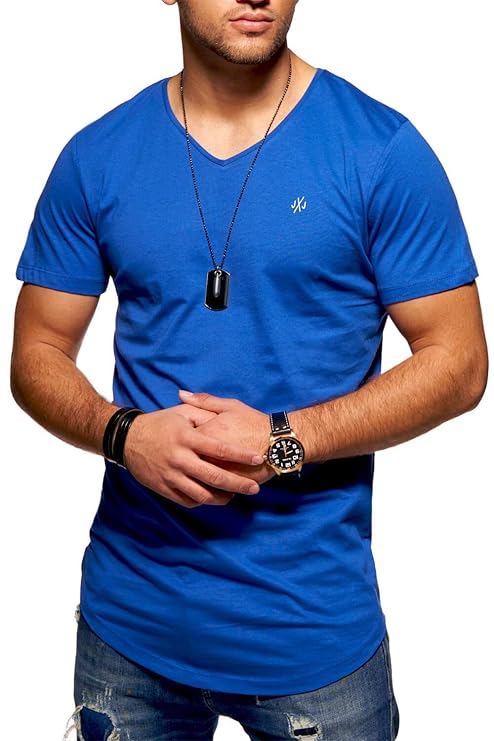 JACK & JONES Herren T-Shirt Kurzarmshirt Oversize Longshirt Basic V-Neck