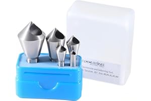 Accusize Industrial Tools 5 pc 82 Deg 0-Flute HSS Countersink & Deburring Tool Set, Pilotless Type, 0206-0482