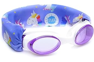 Splash Place SWIM GOGGLES with Fabric Strap - Adult & Kids Swim Goggles - PINKS & PURPLES