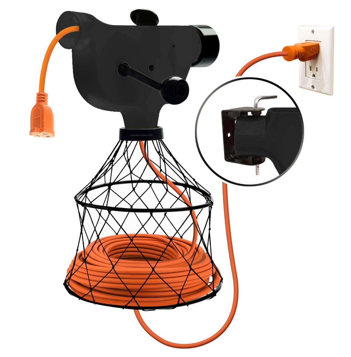 Photo 1 of Extension Cord Winder Organizer, Transportable from Wall to Wall with 2 Fixed and 1 Swivel Wall Mount