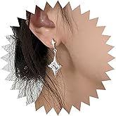 Andelaisi Boho Crystal Star Earrings Vintage Starburst Dangle Earrings Silver CZ Star Drop Earrings Personalized Star Stud Earrings Jewelry for Women