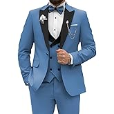 Wangyue Men's Tuxedo Suit 3 Piece Slim Fit Suit for Men Tuxedo for Men Wedding Party Dinner Prom