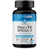 CGMLABS rTG Omega-3 Fish Oil – 960 mg EPA & DHA per Serving | Burpless, High-Absorption Re-Esterified Triglyceride from Wild-Caught Anchovy | 120 Softgels