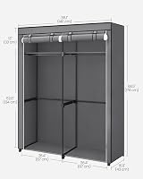 SONGMICS Clothes Wardrobe Portable Fabric Wardrobe 2 Hanging Rails 140x43x174 view 7