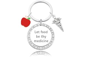 DINLUNED Dietitian Keychain Nutritionist Jewelry Let Food Be Thy Medicine Charm Keychain Dietitian Gift Nutrition Lovers Gift