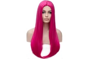 BERON Pink Wigs for Women Silky Long Straight Girls Wig Hot Pink Women and Girls Wigs Magenta Heat Resistant Synthetic for Cosplay Party or Daily Use