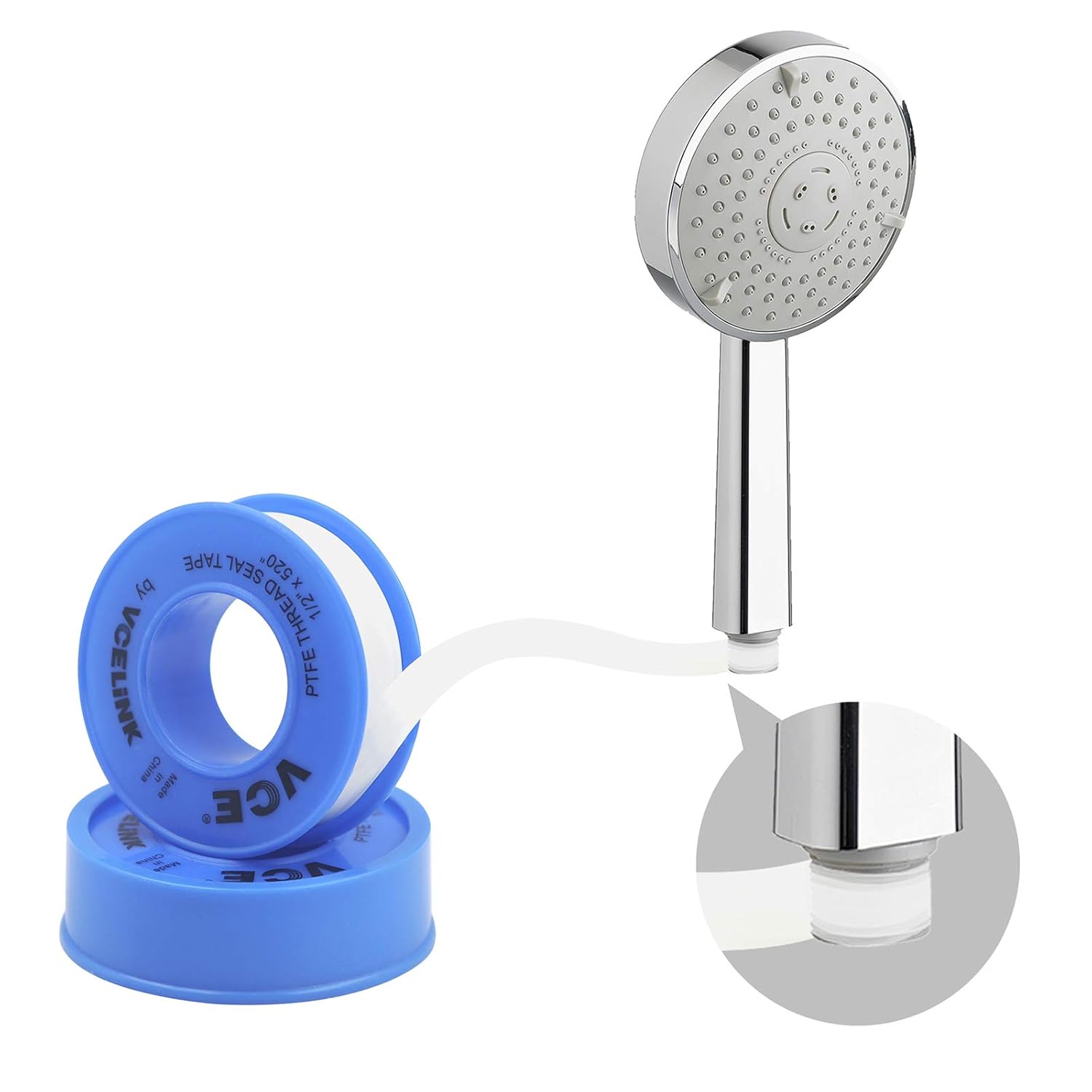 VCELINK PTFE Industrial Sealant Tape Water Plumbers Tape, 520" Length, 1/2" Width, Blue (8 Rolls): Industrial & Scientific