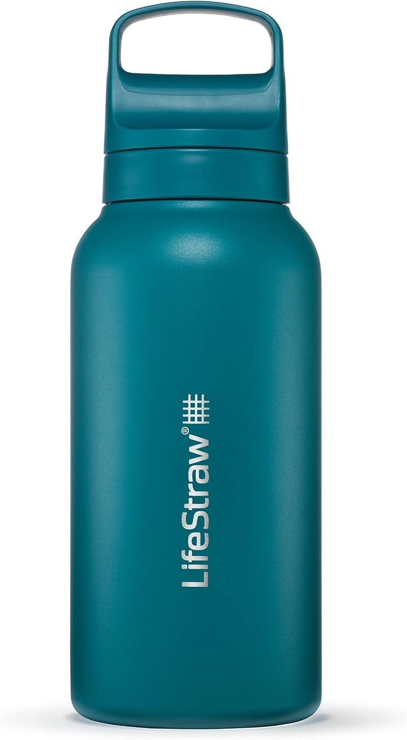 LifeStraw Go Series Insulated Stainless Steel Water Filter Bottle 1L Laguna Teal