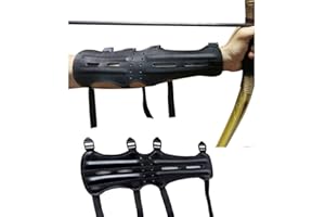 E5E10 Archery Leather Arm Guard Long 4 Straps Forearm Protective Gear Hunting Arrow Bow