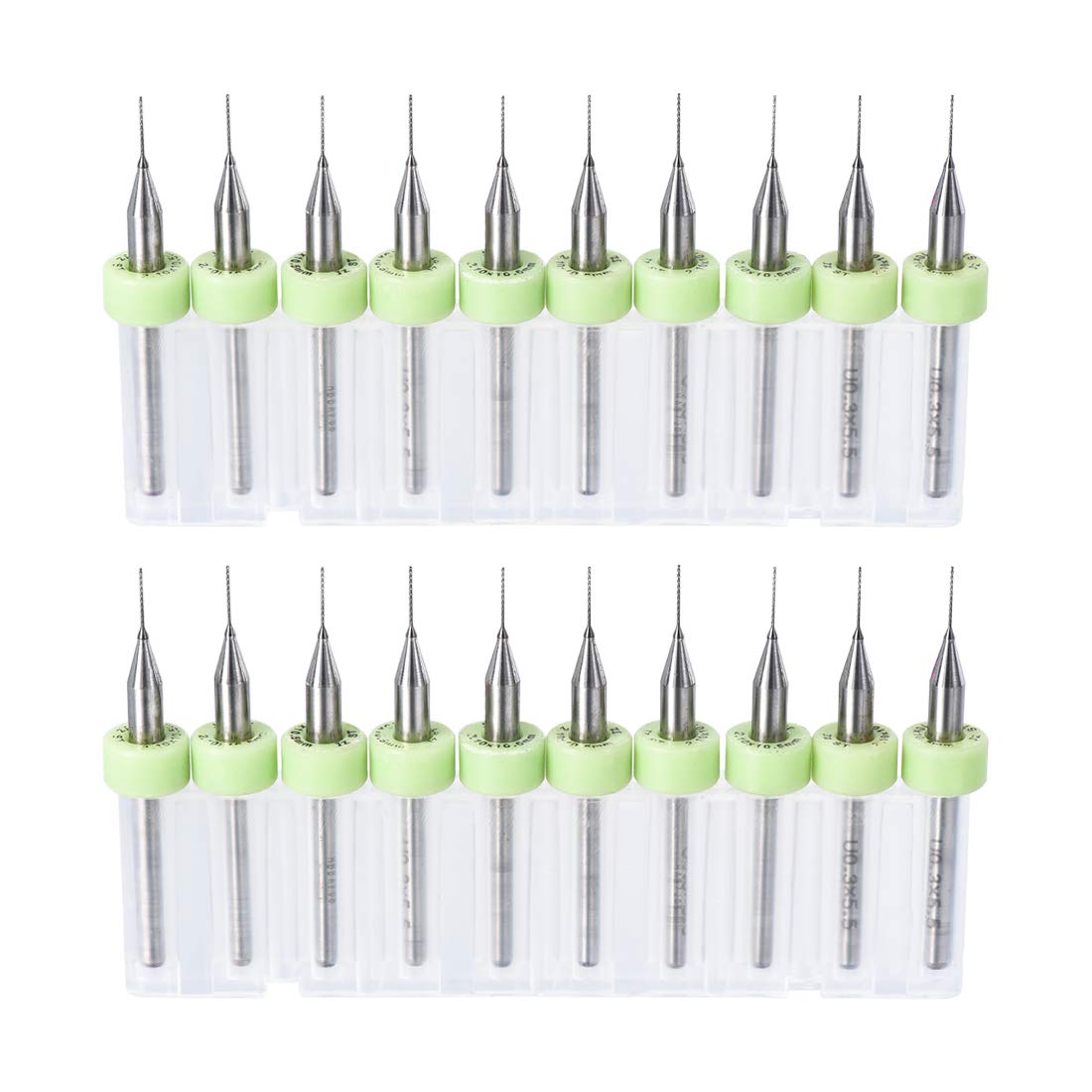 sourcing map PCB Drill Bits 0.3mm Tungsten Carbide Rotary Tool Jewelry CNC Engraving Print Circuit Board Micro Drill Bits 1/8 Inch Shank 2 Set (20 Pcs)