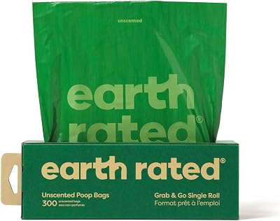 Earth Rated Dog Poo Bags Thick Grab and Go 300 Unscented Roll