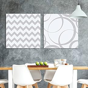 2 Panel Square Abstract Chevron and Cirle Pattern...