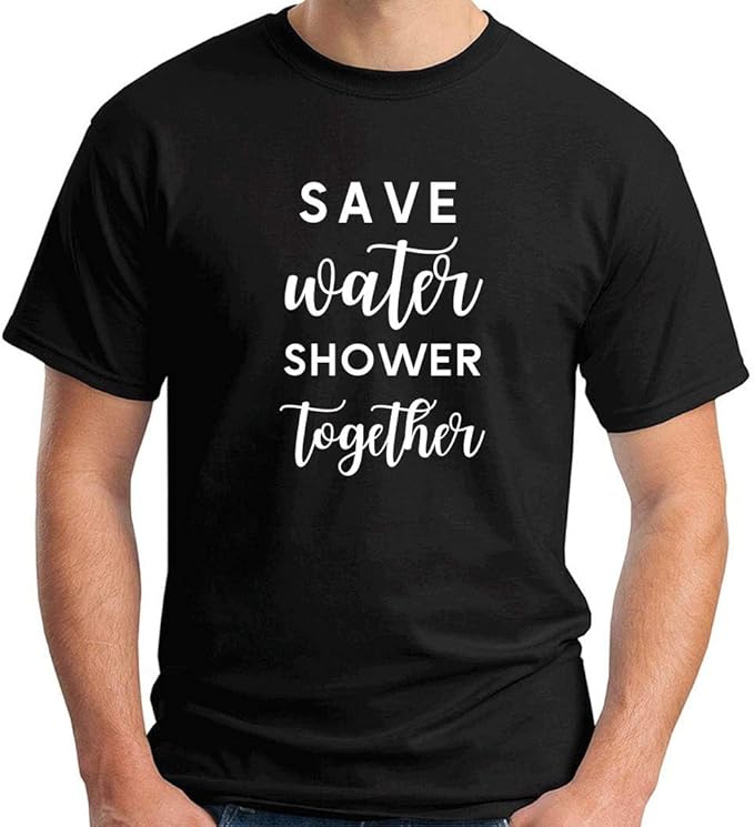 Men's TShirt Black OTT1487 Save Water Shower Together Black XXL